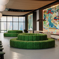 F061 Konvertierbares Chesterfield Stoff-Kurvensofa - Umweltfreundliches, Widerstandsfähiges Modernes Design für Hotels, Schulen, Werkstätten, Villen