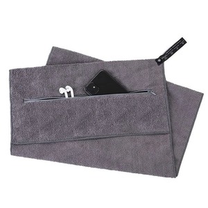 Multi colored <b>microfiber</b> sports <b>towel</b> quickdrying and absorbent gym bench <b>towel</b> with zippered pocket suitable for yoga trainig - Product Image 5