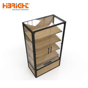 خزانة عرض خشبية صلبة بباب زجاجي بتصميم أنيق لصالات العرض الفاخرة في المتاجر الراقية - Product Image 4