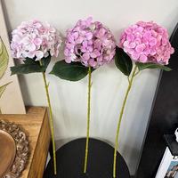 Hortensia Artificial de Tallo Único de 60 cm, Color Blanco y Azul, de Seda, para Arreglos Florales, Bodas, Eventos y Decoración del Hogar, Venta al Por Mayor