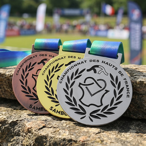 Médaille de sport en alliage de zinc de haute qualité pour les 1er, 2e et 3e places, avec <span class=keywords><strong>logo</strong></span> émaillé personnalisé pour les compétitions - Product Image 4