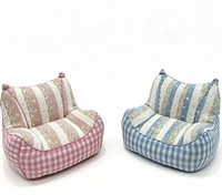 Nouveau fauteuil paresseux esthétique pour enfants, canapé inclinable individuel à carreaux et rayures, canapé respirant pour enfants pour salon et chambre