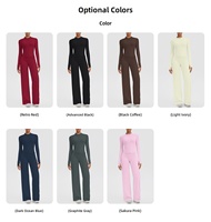 Ensemble de yoga transfrontalier en Spandex/Polyester brossé, anti-transpiration, avec veste zippée longue, anti-plis, à col bas et effet ventre plat