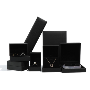 Luxury <b>Black</b> PU Leather Jewelry <b>Box</b> for Wedding Rings, Bracelets and Necklaces - Product Image 1