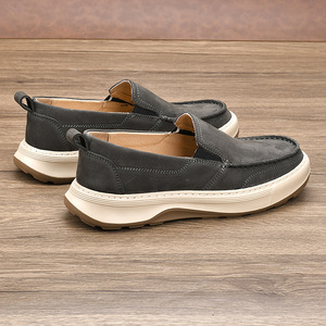 Mocassins en cuir pour hommes, bout rond, à enfiler, respirants, semelle intermédiaire en EVA, semelle extérieure en caoutchouc, doublure en cuir véritable - Product Image 2