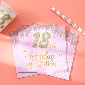 Nuovo <span class=keywords><strong>Set</strong></span> di Stoviglie Usa e Getta per Festa di <span class=keywords><strong>Compleanno</strong></span> 18 Anni, Piatti di Carta e Tovaglia per Cerimonia di Quindicennato, Decorazioni per Feste - Product Image 5