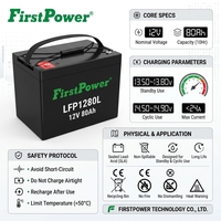 Batería sellada resistente a bajas temperaturas FirstPower LFP1280L 12V 80Ah para suministro de energía fuera de la red