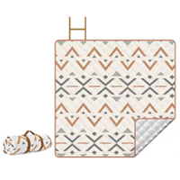 Tapis de pique-nique matelassé en crème, enroulable avec poignée, imprimé chevron sud-ouest, couverture d'extérieur portable
