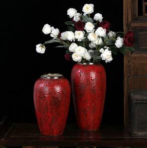 กระถางดอกไม้สไตล์จีนแจกันเซรามิกสีแดงราชวงศ์ญี่ปุ่น - Product Image 3