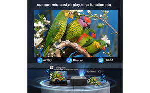 FOSENHL Mini projecteur portable avec wifi <span class=keywords><strong>pour</strong></span> <span class=keywords><strong>iPhone</strong></span> android téléphone win10 ordinateur portable, avec télécommande haut-parleur intégré, Audio Po - Product Image 2