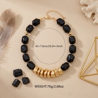 Collier ras du cou style bohème avec perles en pierre naturelle et pierres précieuses, bijoux de vacances pour femme, collier ras du cou épais avec perles en résine