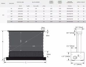 Écran de projection Alr <span class=keywords><strong>motorisé</strong></span> avec télécommande, écran de projection à la hausse du sol, tension de l'onglet 100 pouces 16:9 intérieur film vidéo maison - Product Image 4