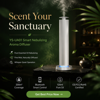 Diffuseur de parfum ultrasonique en métal 120 ml, compatible Bluetooth, à activation tactile, triple contrôle, USB-C, batterie, pour hôtel, spa, maison