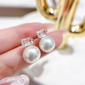 22632 Argent S925 Accessoires DIY pour perles, Boucle d'oreille simple et tendance avec perles de 9-13 mm pour boucles d'oreilles à tige, Support vide inclus - Product Image 1