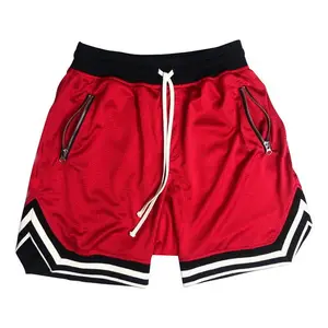 Pantalones cortos de baloncesto atléticos personalizados de alta calidad para hombre, ropa activa de secado rápido de malla con bolsillos