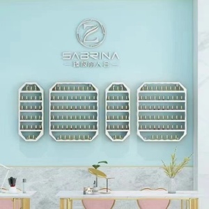 Étagère de rangement pour vernis à ongles, murale, en fer, dorée, pour salon de manucure - Product Image 4