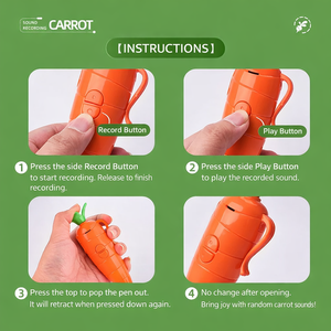 Penna Registratore Vocale a Forma di Carota Personalizzata YSJ, Penna a Sfera con Funzione di Registrazione, Articolo di Cancelleria Originale per Bambini - Product Image 2