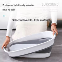 Panier à linge pliable grande capacité en PP et TPR avec trou de drainage, poignée portable, bassin pliable durable pour la maison et le bain des animaux