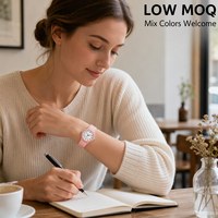Montre à Quartz Unisexe Ronde Minimaliste en Gros, 5 Couleurs, Chiffres Arabes Simples, Montre-Bracelet Professionnelle, Cadeau, Montre à Quartz