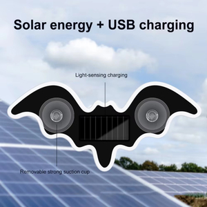 Lumière décorative solaire pour fenêtre de voiture, lampe néon en forme de chauve-souris, accessoire de rénovation à ventouse - Product Image 6
