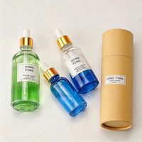 Flacon de sérum pour soins de la peau personnalisé 10ml 15ml 30ml 1oz 2oz 100ml, flacon compte-gouttes en verre vide rose givré, bleu mat, blanc mat avec boîte