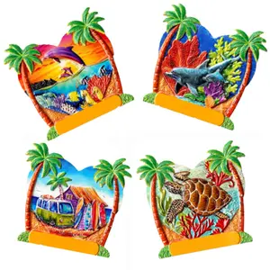 Resina de logotipo personalizado 3d, impressão costeira ilha tropical imã de palmeira praia lembrança coco geladeira ímã