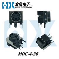Connecteurs DIN en angle droit HX Factory Direct MDC-4-36 Série MDC, base mini DIN femelle, coque en fer, prise pour clavier