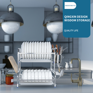 Multifunctional 304 Stainless Steel Dish Drainer Dryer 2 Tier Dish Rack Storage Organizer