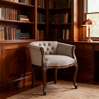 Fauteuils de loisirs en velours de style vintage avec pieds en bois massif incurvés et dossier à boutons pour salon