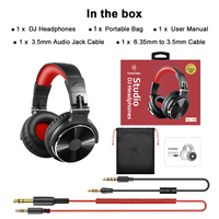Headphone berkabel, Headphone Monitor Studio latensi rendah 3.5mm dengan mikrofon untuk musik