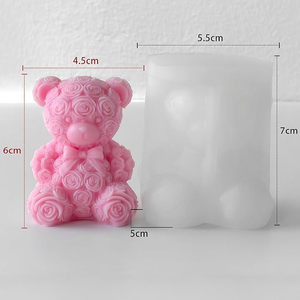 Molde de Silicona para Velas con Diseño 3D de Oso para el Día de San Valentín, Molde de Oso Rosa, Molde de Oso Corazón para Hacer Velas - Product Image 2