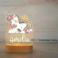 Lampe de nuit LED personnalisée pour enfants, motif animal, avec nom personnalisé, en acrylique, pour table