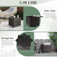 Boîte de rangement carrée en rotin, table d'appoint en osier PE résistant aux intempéries pour patio, jardin et bord de piscine