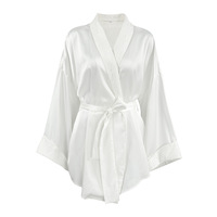 RUIYI Robe de nuit courte en dentelle blanche unie pour femme, nouvelle collection hiver/printemps/été, manches longues, douce et respirante