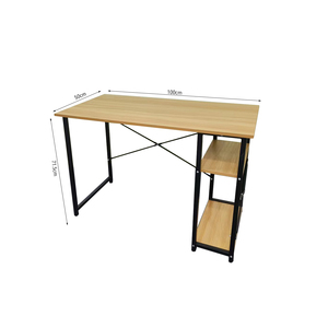 Modern Simple Computer <strong>Desk</strong> with Side Bookshelf Wooden Top &amp; Metal Frame Study Writing <strong>Desk</strong> for Home Office <strong>Small</strong> <strong>Space</strong> - Product Image 4