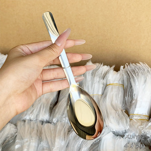 ช้อนซุปสแตนเลส ช้อนเสิร์ฟแบบก้นแบน ช้อนเสิร์ฟแบบลึกสำหรับภาชนะบนโต๊ะอาหารในครัวเรือน - Product Image 3