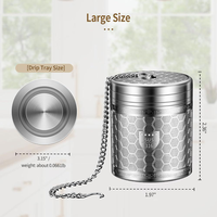Infuseur à thé en maille fine avec chaîne, compatible théières et tasses, réutilisable, multi-tailles, compatible lave-vaisselle, avec plateau de récupération des infusions, vente en gros, direct usine