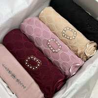 Nouveau Châle Musulman en Jersey Jacquard avec Pierre de Fer, Hijab de Dubaï en Jersey avec Cordon, Long Châle en Jersey Spandex
