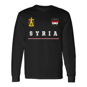 Camiseta de Fútbol de Manga Larga con Diseño de la Bandera de Siria, Color Negro - Product Image 1