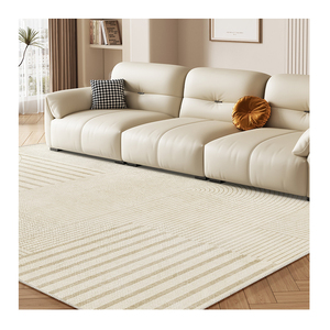 <span class=keywords><strong>Tappeto</strong></span> <span class=keywords><strong>moderno</strong></span> a forma di rettangolo della metà del secolo per la casa con motivi a strisce in poliestere resistente color <span class=keywords><strong>marrone</strong></span> e <span class=keywords><strong>Beige</strong></span> - Product Image 1