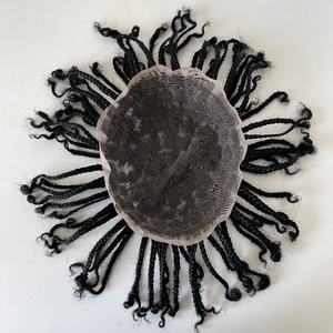 EMEDA caja negra africana <span class=keywords><strong>trenzas</strong></span> peluca pelo negro azabache prótesis rastas encaje completo afro pelucas para <span class=keywords><strong>hombres</strong></span> - Product Image 2