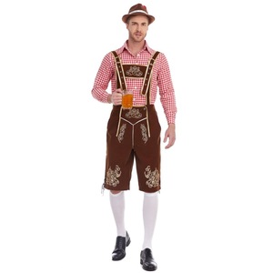 Costume d'Oktoberfest pour <span class=keywords><strong>homme</strong></span>, ensemble trois pièces : chemise, salopette, chapeau – Idéal pour Halloween, carnaval, fête, spectacle, ou comme <span class=keywords><strong>tenue</strong></span> de serveur(se). - Product Image 3