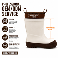 Bottes de pluie imperméables pour enfants en néoprène color block tendance, doublées polaire chaude, pour la saison des pluies - Vente en gros