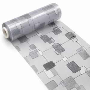 Rouleau de film géométrique en PVC transparent, givré, mat, calandré, feuille de vinyle flexible pour la protection des tables et des meubles - Product Image 1