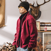 Blouson Bomber Homme Rétro Américain en Polaire Épaisse Réversible Enduite, Hiver, Décontracté, Streetwear, Marque Tendance, Doublure Chaude, Motif Cœur