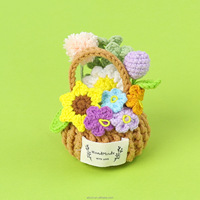 Mini pot de fleurs en crochet fait main, panier à plantes en fil, bouquet, décoration de bureau, cadeau artisanal, vente en gros
