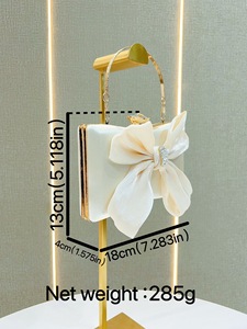 Borse da Sera in Poliestere con Strass per Donna, Pochette Bianca Scintillante con Fiocco in Cristallo, <span class=keywords><strong>Borsa</strong></span> di Lusso con Chiusura Magnetica - Product Image 4