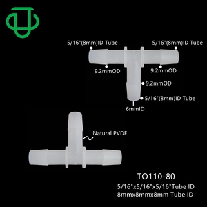 Pvdf PP nhựa 5/16 inch thép gai <span class=keywords><strong>TEE</strong></span> 8mm <span class=keywords><strong>TEE</strong></span> hose barb Ống Doanh 3 cách <span class=keywords><strong>t</strong></span> hình dạng ống Doanh Ống phù hợp cho Máy bơm nước - Product Image 2