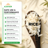 Pailles comestibles personnalisées 100 % biodégradables en amidon de riz et de maïs, pailles à cocktail anti-éclaboussures, longueur 200/230 mm, fournisseur vérifié, marque Aatae