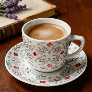 Commercio all'ingrosso porcellana bianca personalizzata stile turco cipro dipinto a mano tazze da caffè personalizzato 90CC tazza da tè <span class=keywords><strong>e</strong></span> piattino Set - Product Image 6